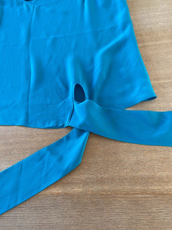 Top neuf fines bretelles en soie bleu turquoise/vert Comptoir des Cotonniers taille 42 - photo numéro 13