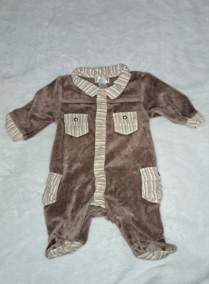 Pijama marron effet "chemise" naissance