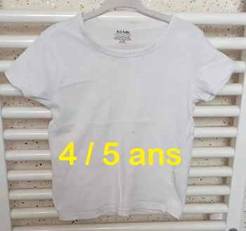 Tee shirt manche courte blanc Kiabi Taille 4 / 5 ans