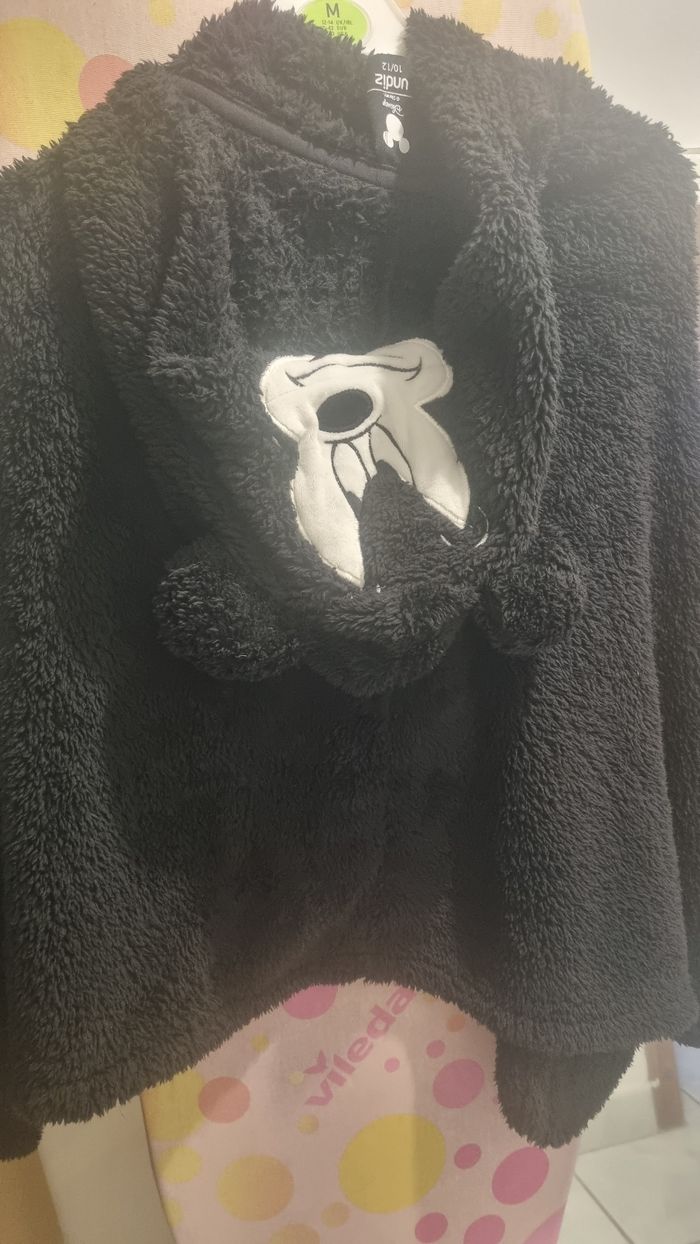 Cape poncho polaire capuche mickey noir - photo numéro 2