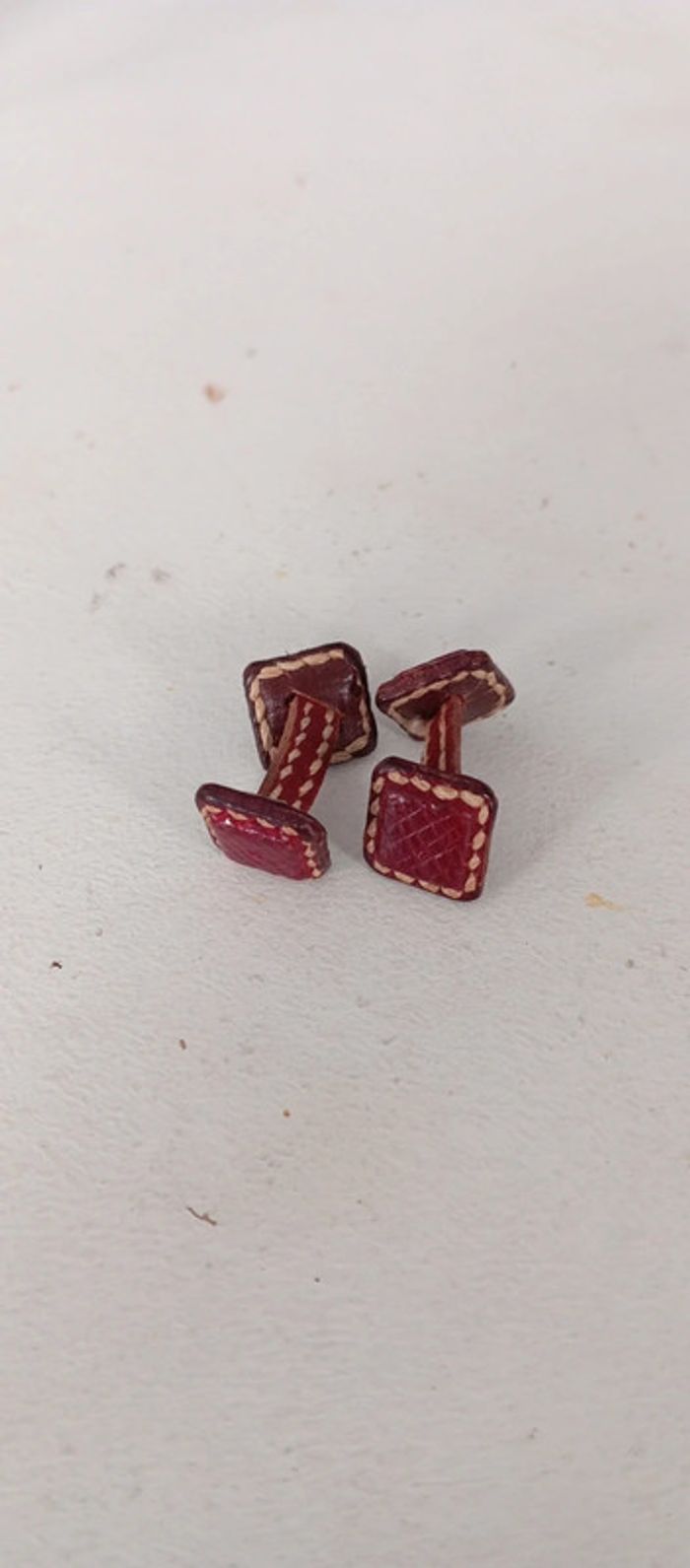 Boutons de manchette vintage en cuir - photo numéro 2