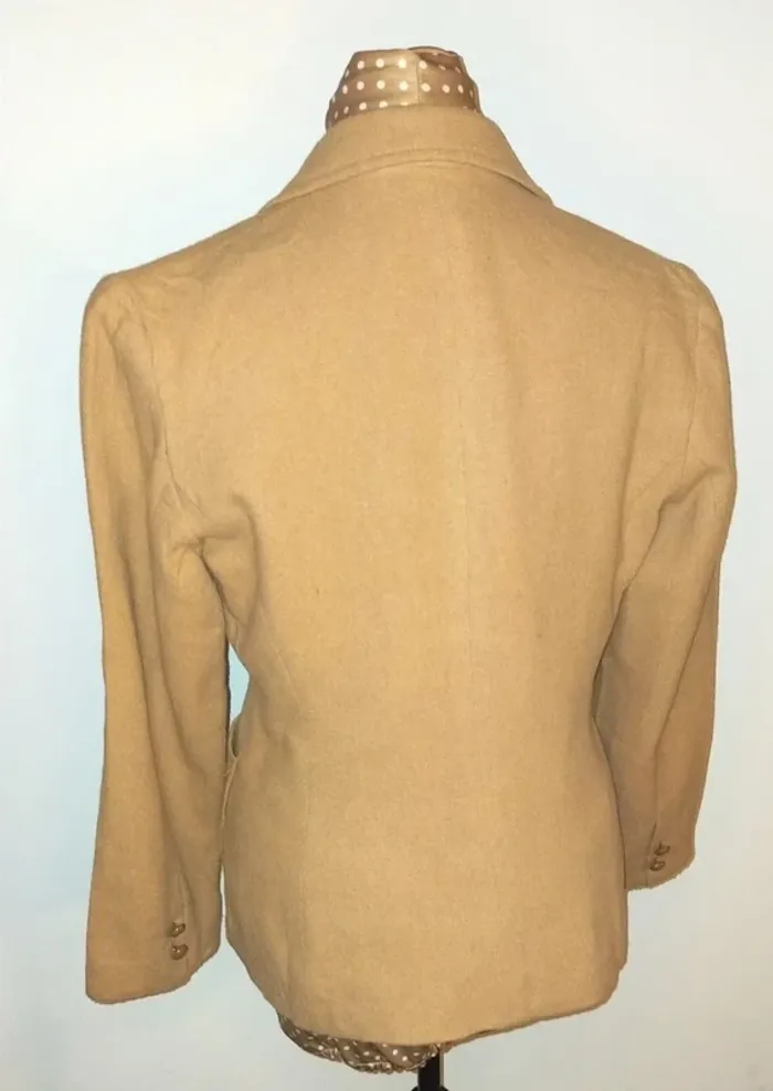 Veste en laine beige femme, vintage, taille M, excellent état - photo numéro 8