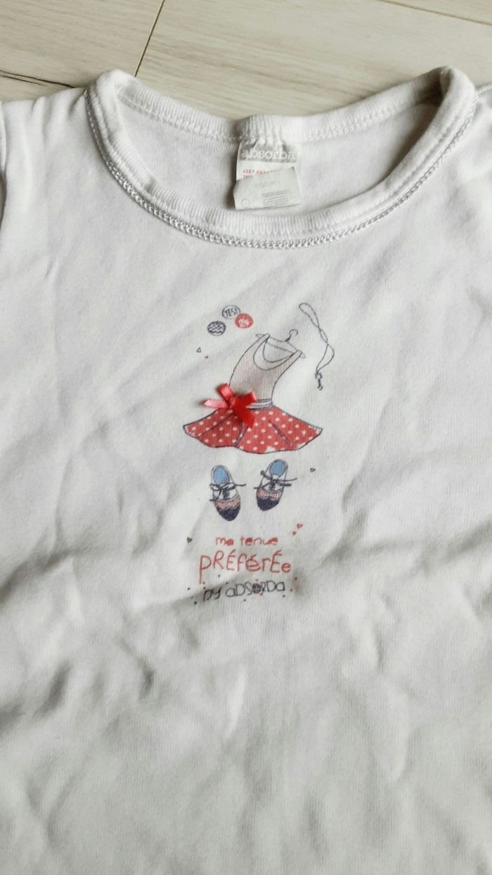 Vêtement fille tee-shirt manches courtes blanc motif danseuse Absorba 5 ans - photo numéro 2