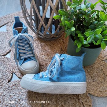 👖 Baskets Montantes Fille Pointure 31 – Pataugas 💙 Style Jean & Plateforme – Très Bon État