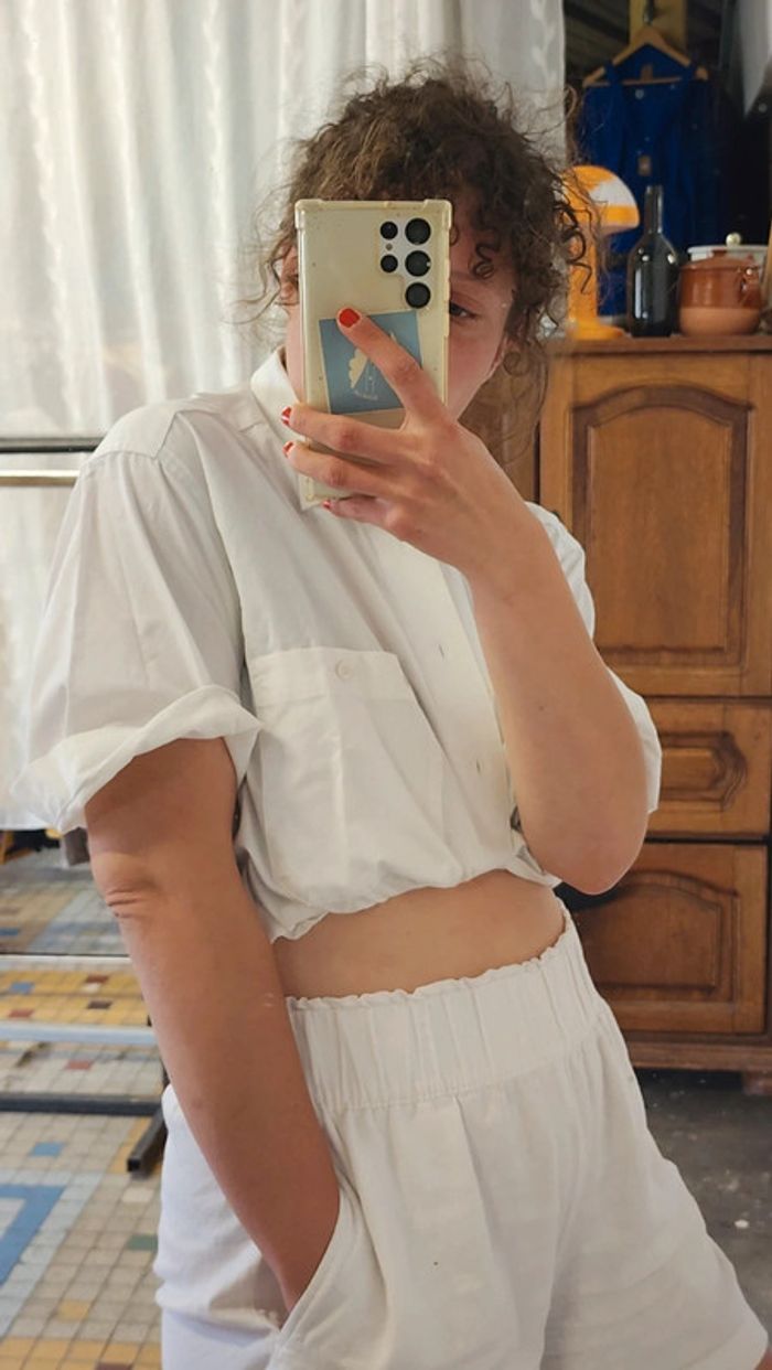 Jolie chemisette cropée en coton blanc - photo numéro 5