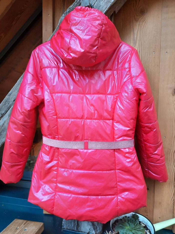 Manteau doudoune longue, ceinture, double capuche, rose brillant 🍭, 13/14 ans (158 cm), Lisa Rose - photo numéro 7