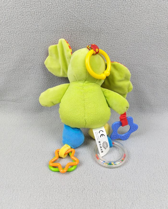 Doudou peluche éléphant éveil vert OUATOO FIRST LOGITOYS TTBE - photo numéro 2