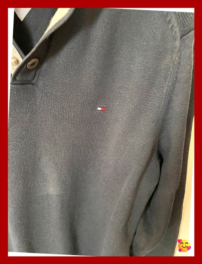 Pull Tommy Hilfiger – Taille M – Marine – Col à pressions – 100 % coton épais - photo numéro 2