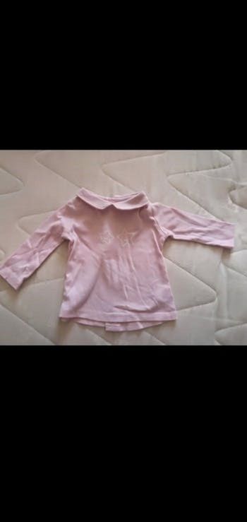 Tee shirt 1/3 mois manches longues col polo rose Tex