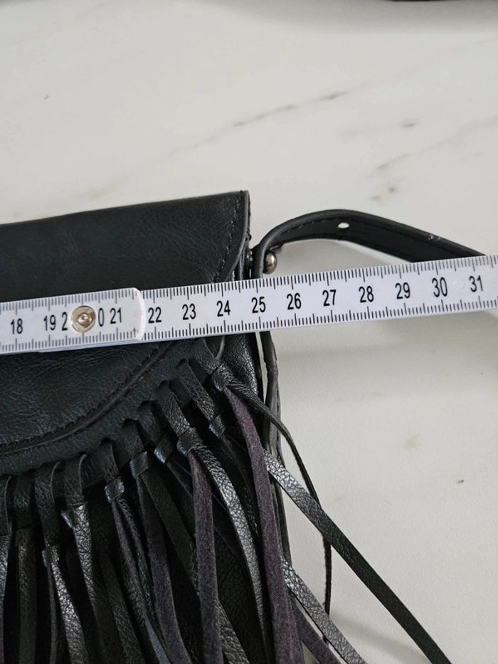 Sacoche à franges cuir noir - photo numéro 8