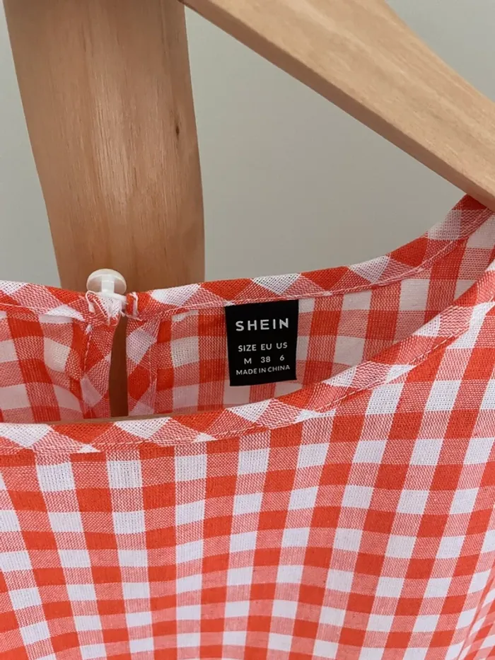 Blouse à carreaux orange - photo numéro 4