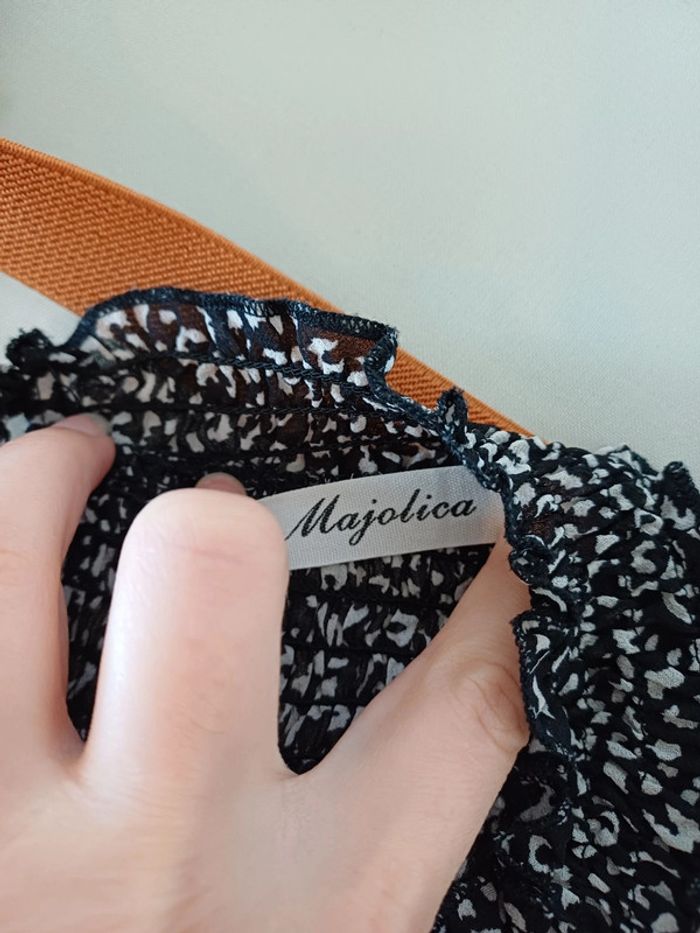 Blouse noire à imprimé Léopard Majolica taille M 38 - photo numéro 10