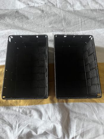 Lot de 2 paniers de rangement noirs
