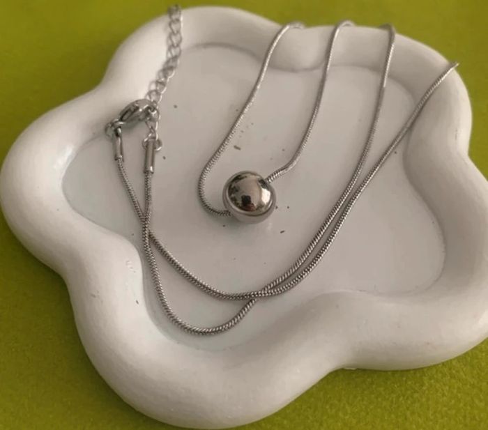 Collier perle en acier inoxydable argenté - photo numéro 2
