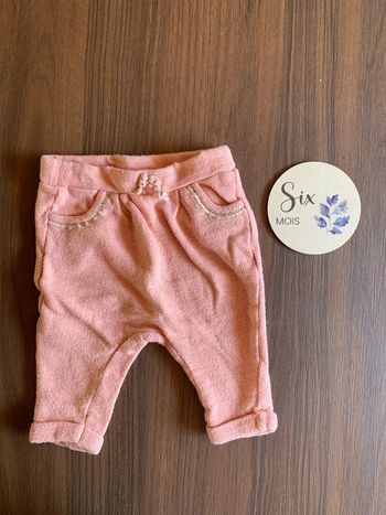 Pantalon rose et fils dorés 6 mois fille Tape a l’œil