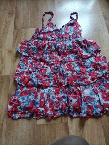 Robe Naf Naf rouge et bleue à volants taille s