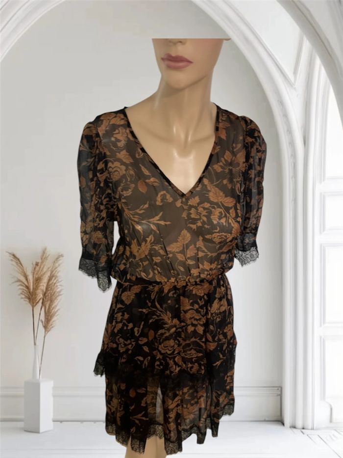 Robe d’été neuve The Kooples noire et marron - Taille 1