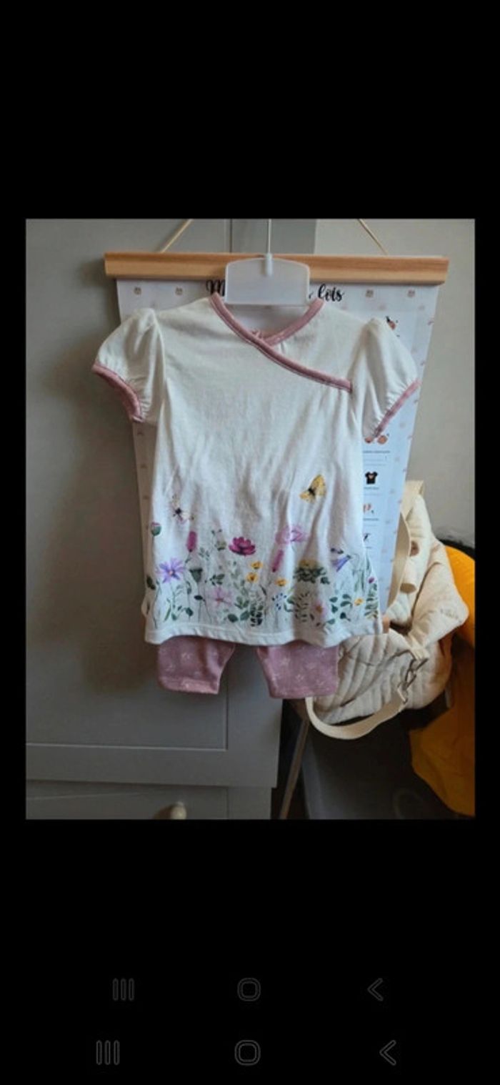 Ensemble 6 mois fille neuf rose fleurs