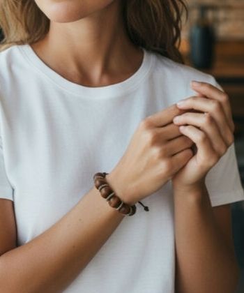 Bracelet vintage cordon cuir et bois 