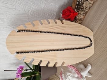 Collier perles de verre noir rang 1m