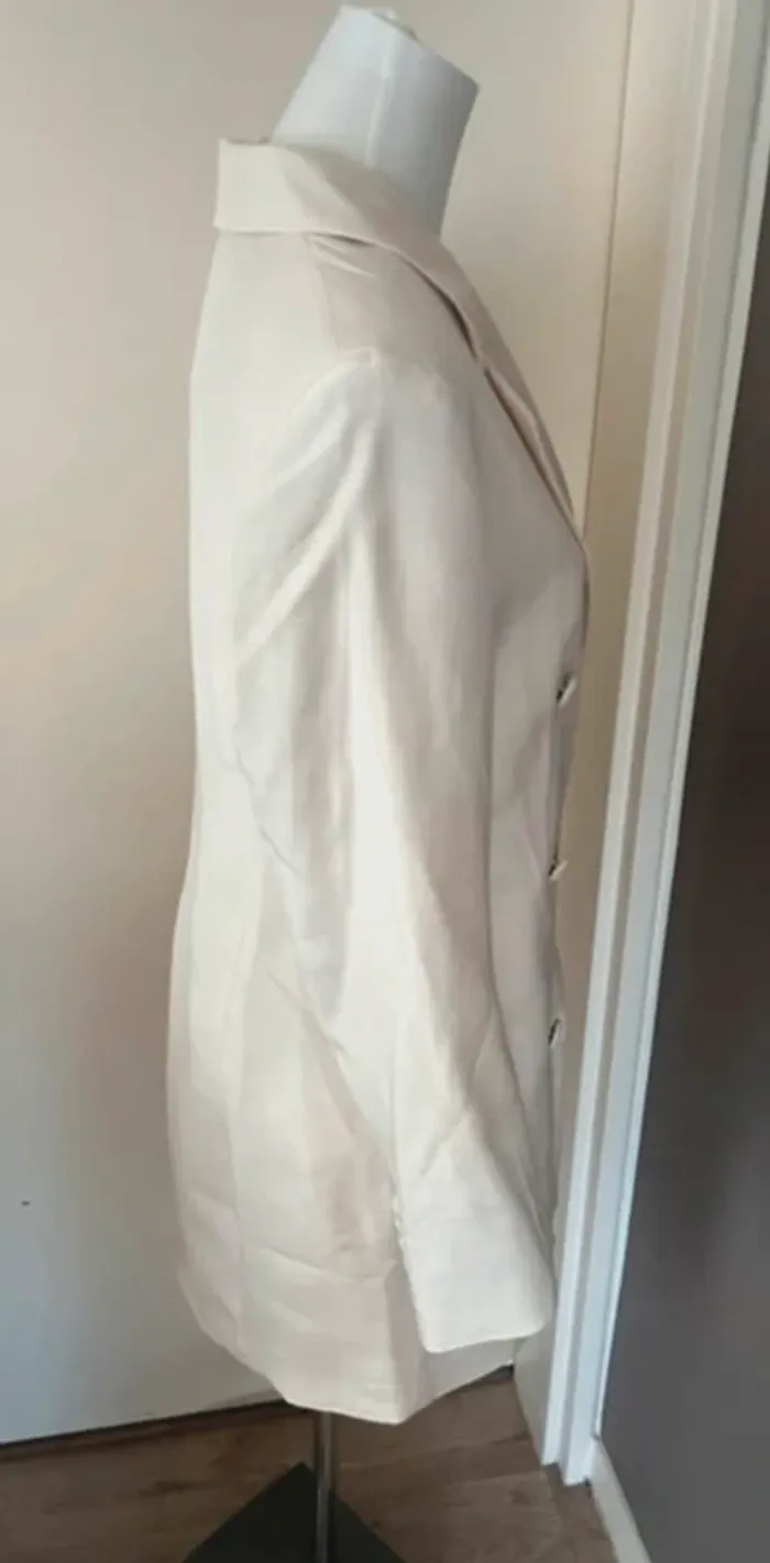 H&M, veste, blazer, longue beige, neuf avec étiquette femme, taille 38 - photo numéro 5