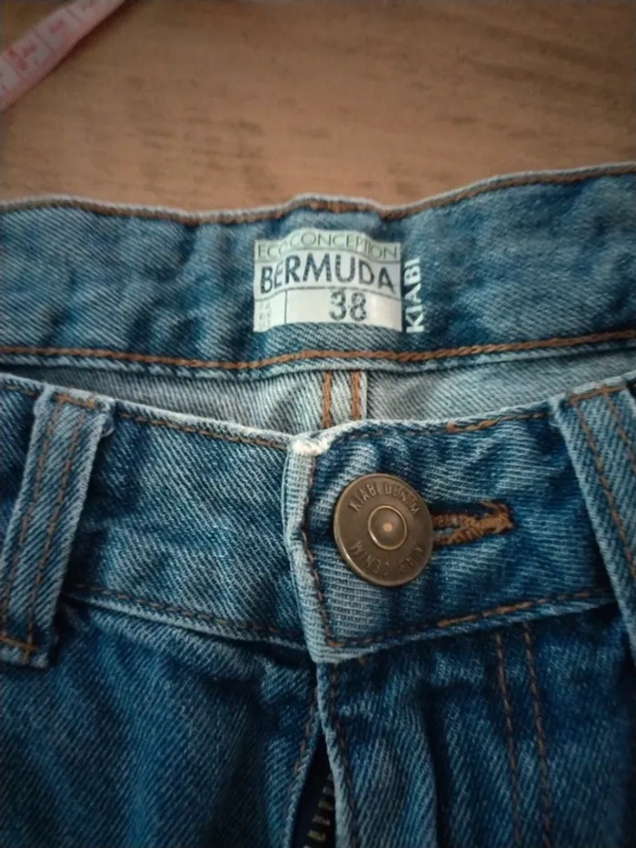 Bermuda en jean bleu  délavé - photo numéro 3