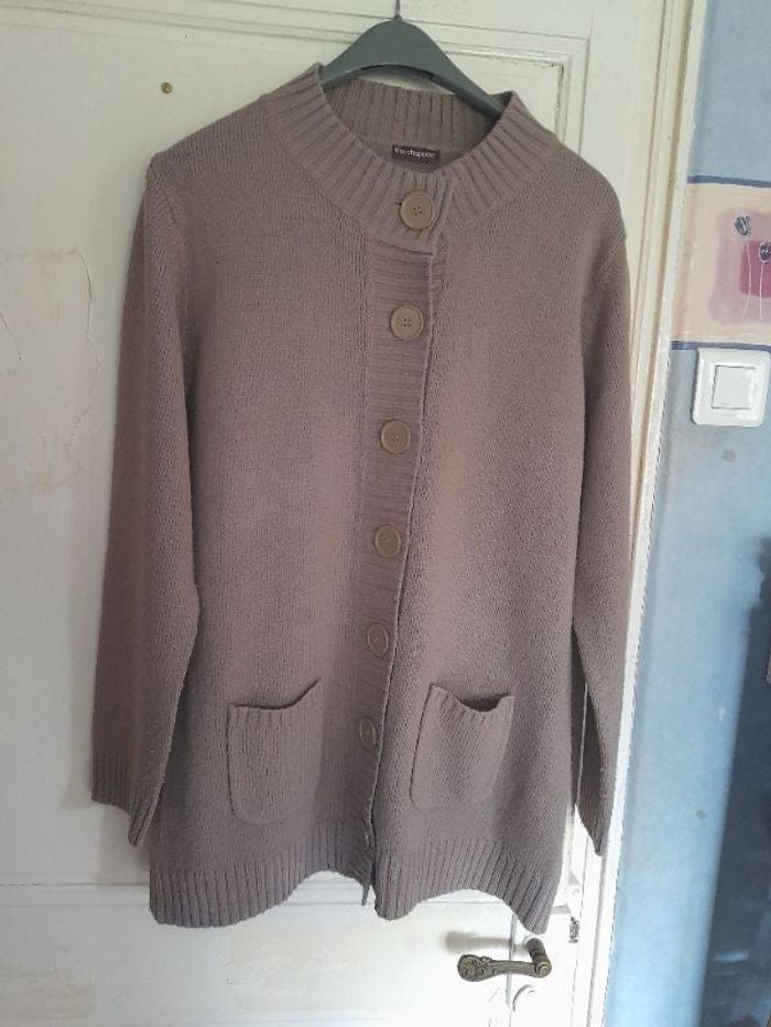Gilet long marron, marque Blanche porte, taille 42/44