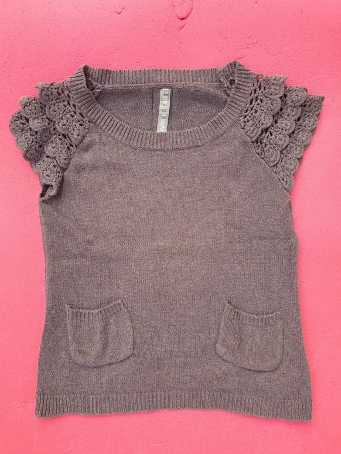 Pull sans manche marron 12 ans