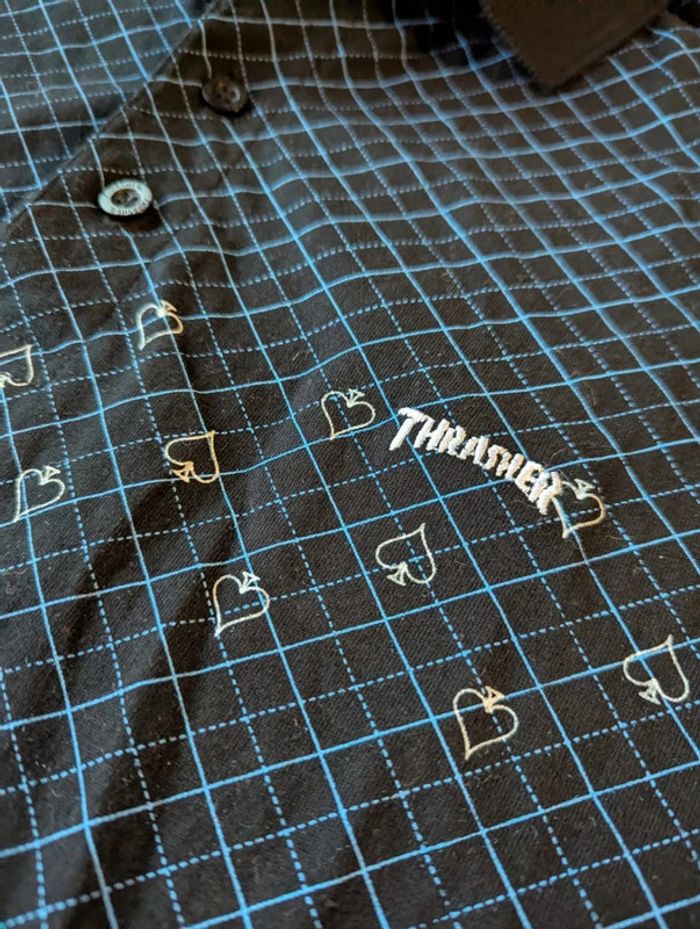Polo Trasher noir à carreaux taille M - photo numéro 2