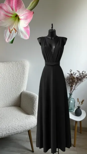 Belle robe longue de fabrication française noire
