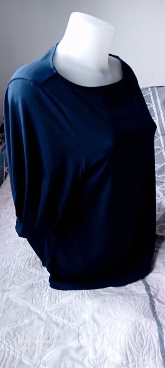 Haut fluide oversize col rond marine femme L h&m - photo numéro 8