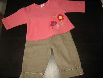ENSEMBLE 2 PCS BÉBÉ FILLE : PANTALON "H&M + SWEAT SHIRT - 6 MOIS - n°05