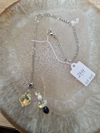 Collier Acier Perles D'eau Douce Cristal