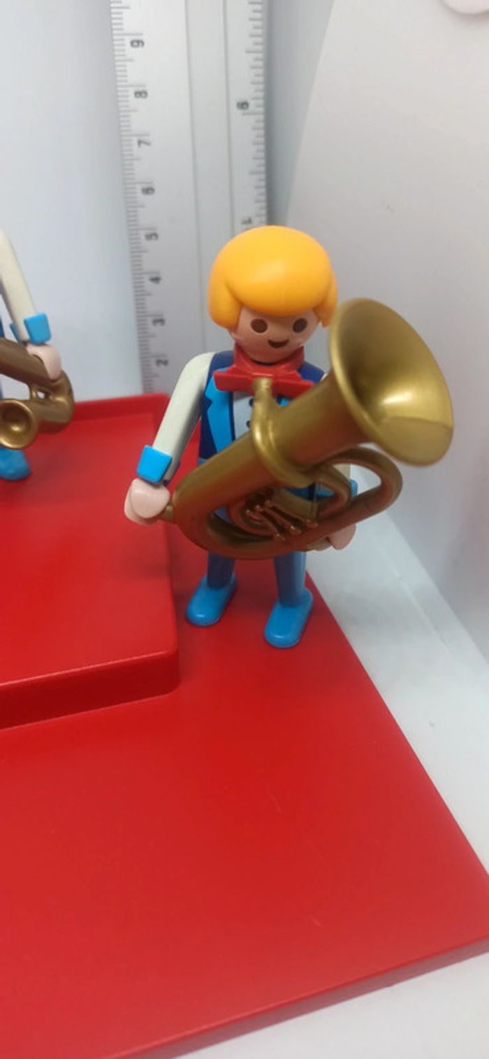 groupe de musiciens vintage avec instruments de musique et scène playmobil - photo numéro 5