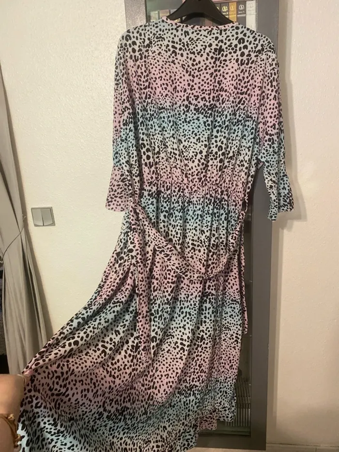 robe longue léopard bleu rose 54 - photo numéro 7