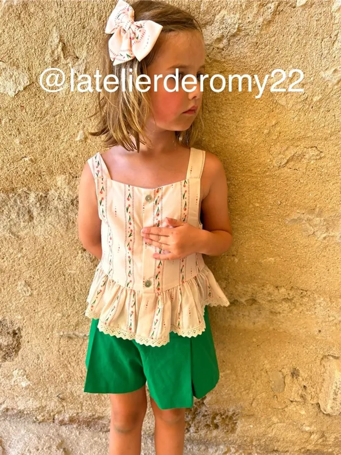 Blouse top et noeud créatrice imprime romantique 7 ans - photo numéro 2
