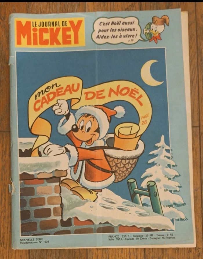 Ancien journal de mickey avec poster joyeux Noël 1975 N°1228 vintage - photo numéro 2