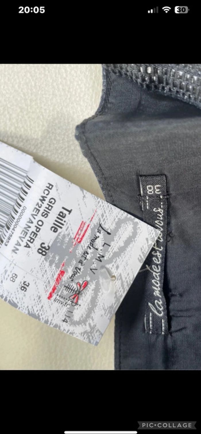 Magnifique robe lmv taille 38 noir gris bretelle élastique tulle neuve - photo numéro 5