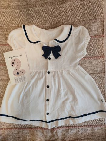 Robe petit marin blanc et bleu 2 ans
