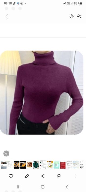 Pull col roulé violet neuf S