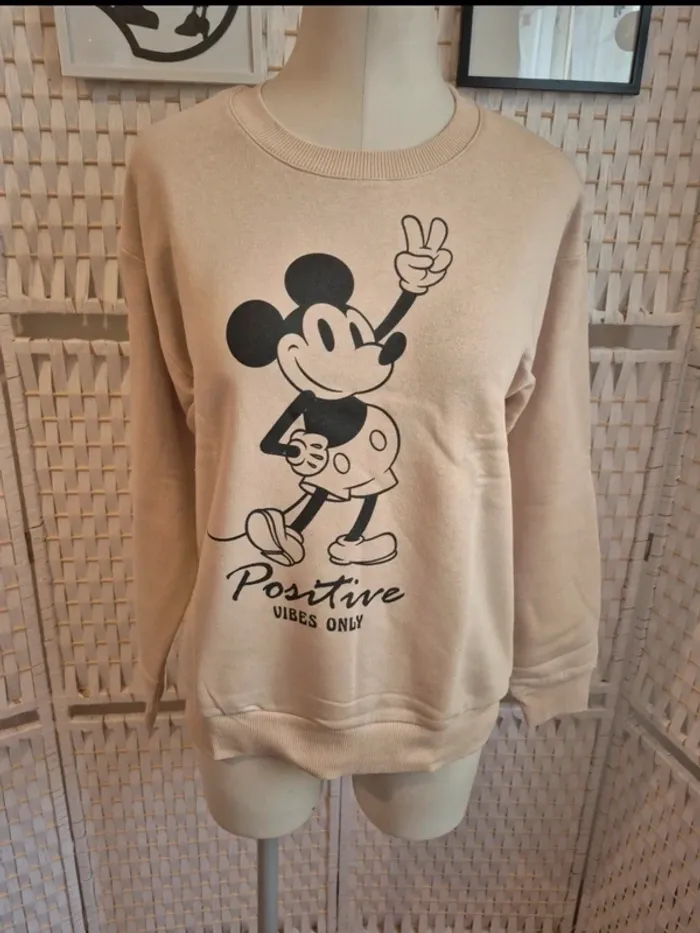 💕joli Sweat Disney Mickey "Positive Vibes" femme TM / 38💕 - photo numéro 3
