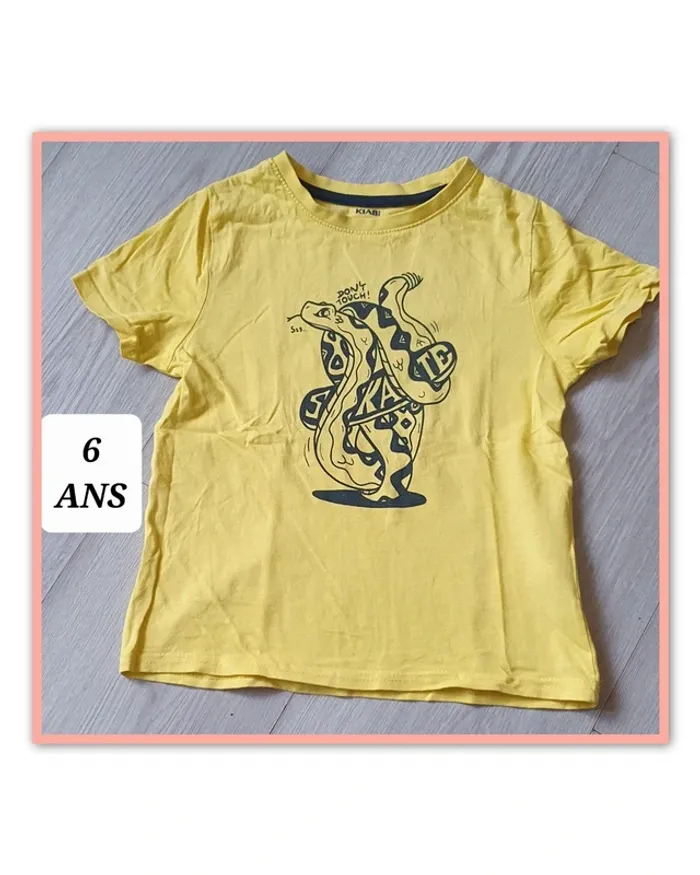 Maillot t-shirt manches courtes 6ans garçon jaune