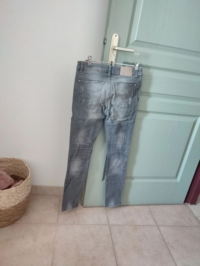 Jean zara gris taille 36 - taille basse - photo numéro 2
