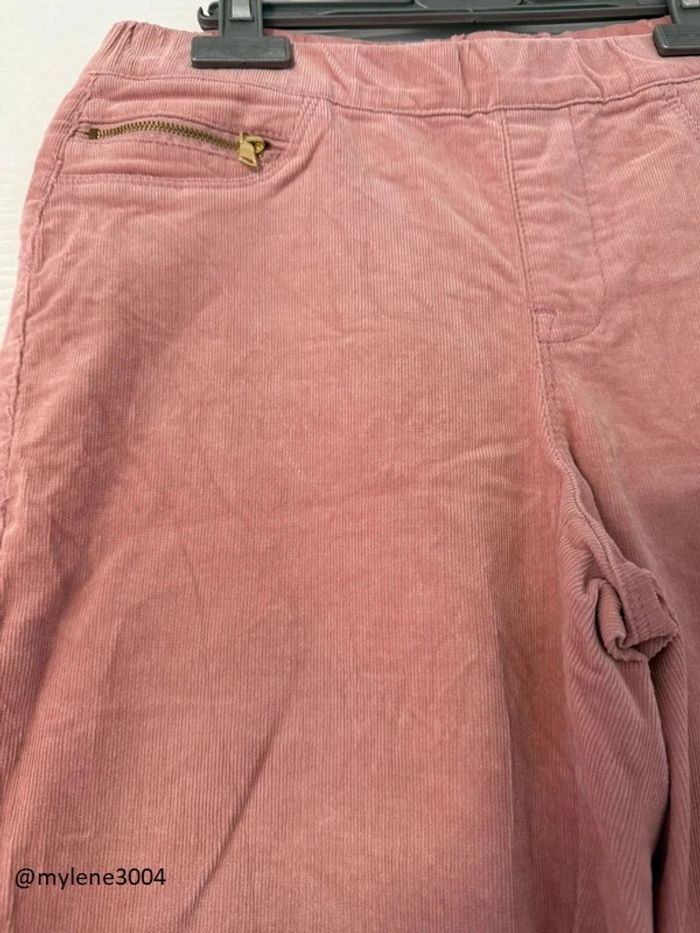 Pantalon en velours rose clair à fermeture éclairs sur les poches - photo numéro 2