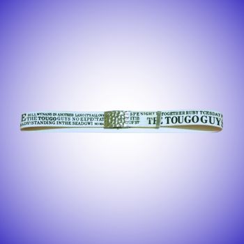 Ceinture Blanche Inscriptions Noires Style Streetwear Décalé 103 cm Très Bon État 
​