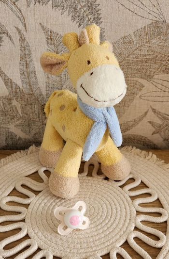 Doudou Girafe Bébé Nicotoy Jaune Bleu