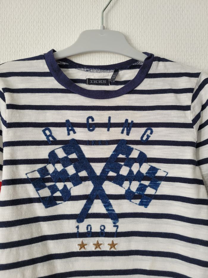 T-shirt rayé course IKKS 5 ans TBE - photo numéro 2