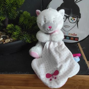 Doudou Mouchoir Sucre D'orge Chat Rose Blanc Papillon Pois  #geektradedoudou