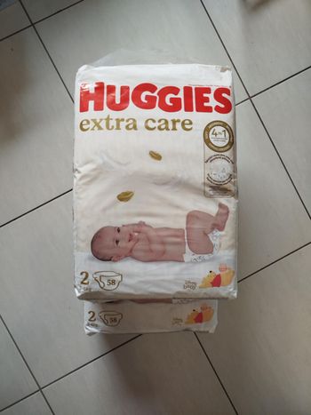 Couches Huggies Extra Care T2 2x 58 Couches 3-6kgs
