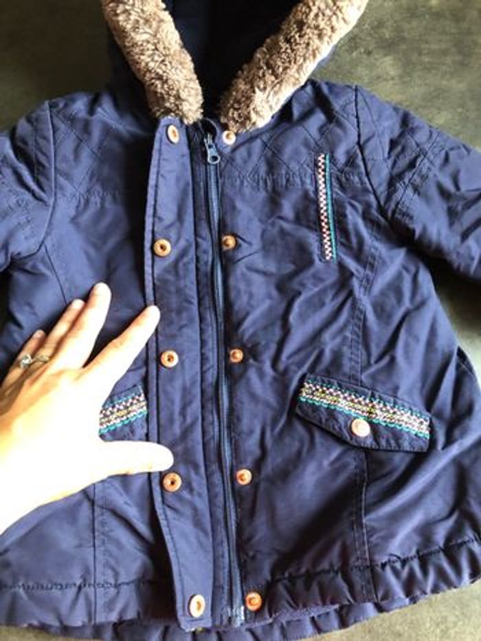 Manteau hiver fille 12 mois dpam + cagoule - photo numéro 3